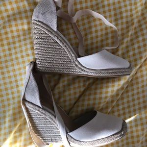 JustFab Linen Wedge Sandals